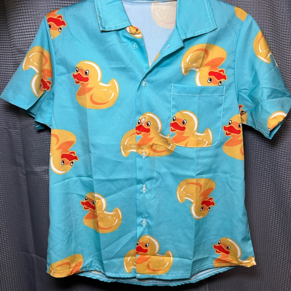 Kids Duck Print Button Down/Cruise